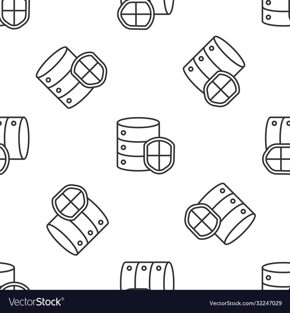 Grey line server with shield icon isolated vector image Grey line server with shield icon isolated