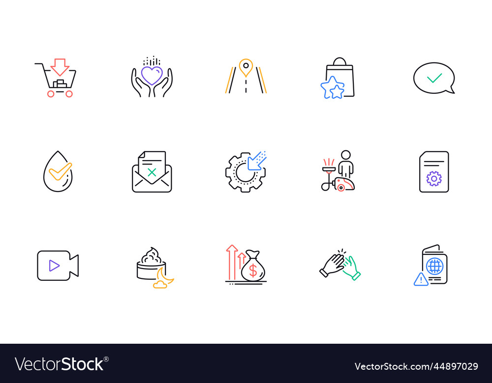 Hold heart reject letter and file settings line vector image Hold heart reject letter and file settings line