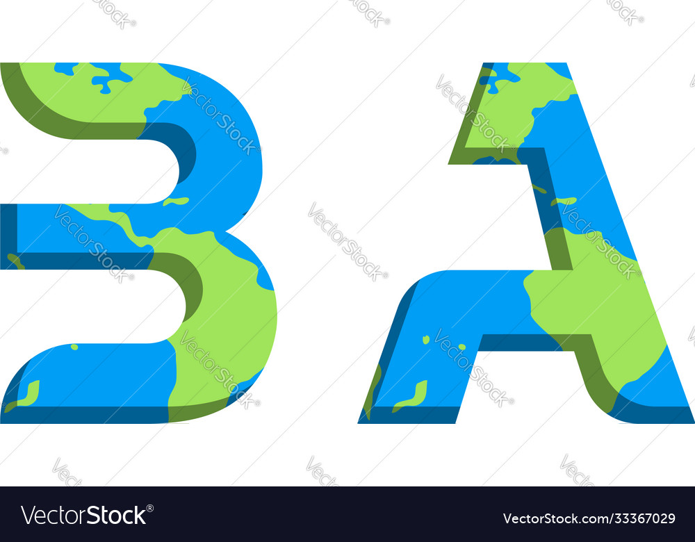 Initial ba logo design with world map style