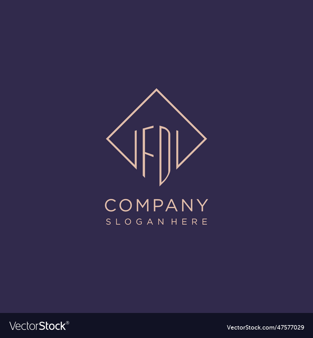 Initials fd logo monogram with rectangle style Vector Image Initials fd logo monogram with rectangle style