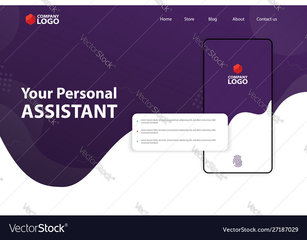 Mobile app landing page template design vector image Mobile app landing page template design