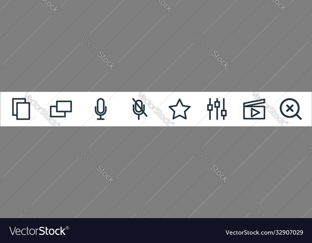 Multimedia line icons linear set quality vector image Multimedia line icons linear set quality