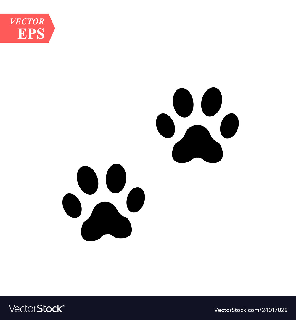 Paw prints logo isolated black on white Royalty Free Vector