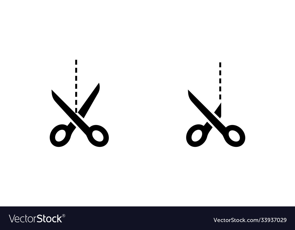 Scissors black icons with cut lines Vector Image Scissors black icons with cut lines
