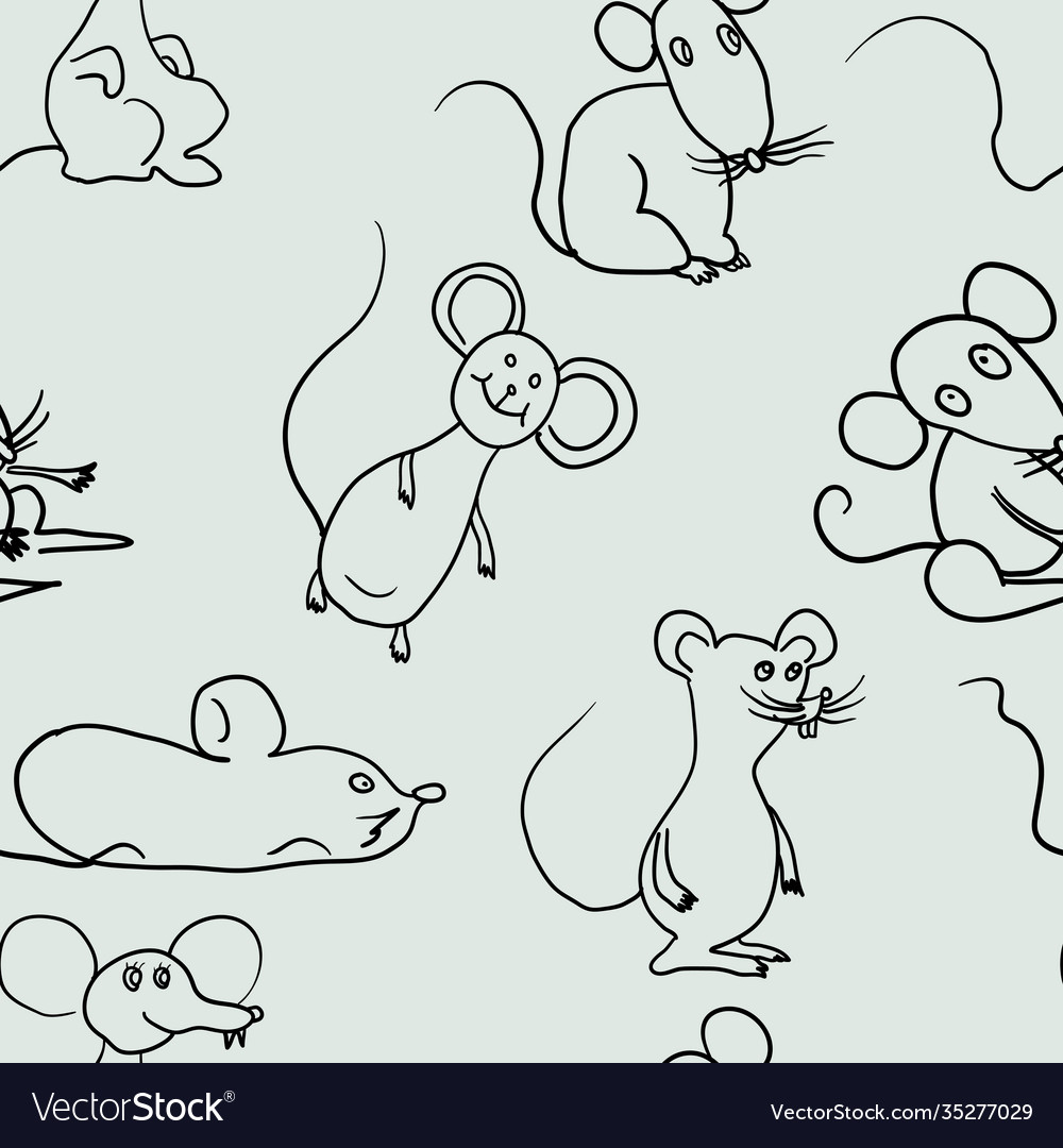 Seamless background with sketch mouse paper Vector Image Seamless background with sketch mouse paper