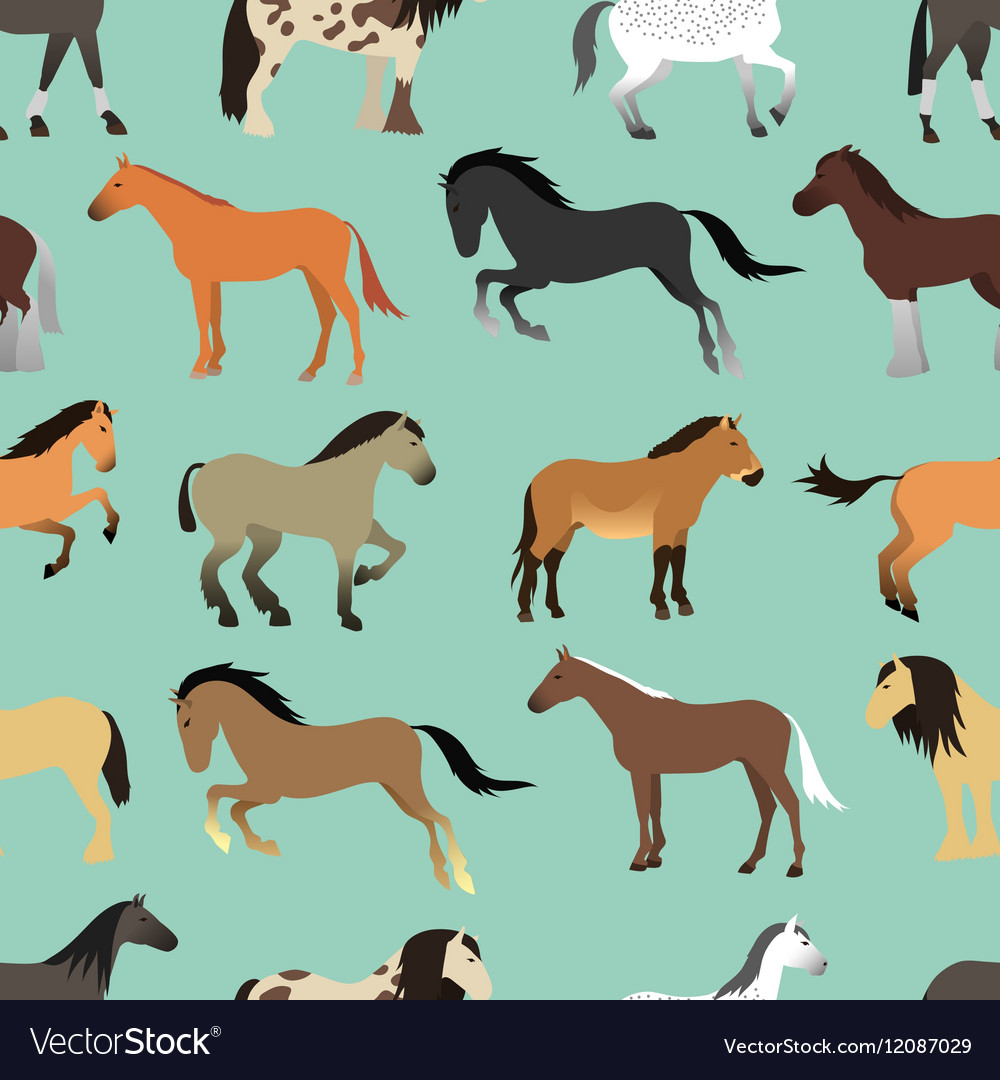 Seamless pattern with horse in flat style