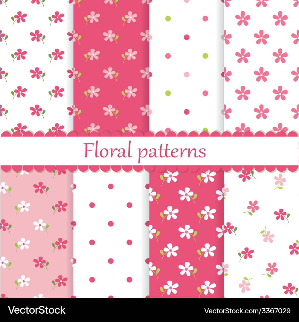 Set flower seamless patterns Royalty Free Vector Image