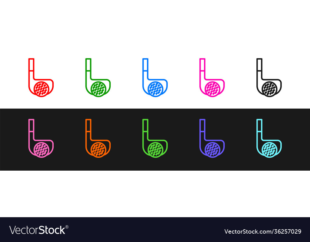 Set line golf club with ball icon isolated