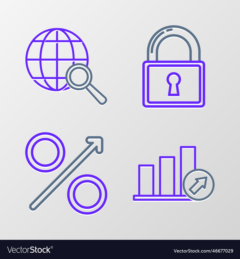 Set line presentation financial with graph vector image Set line presentation financial with graph