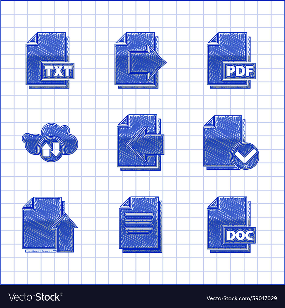 Set next page arrow document doc file vector image Set next page arrow document doc file