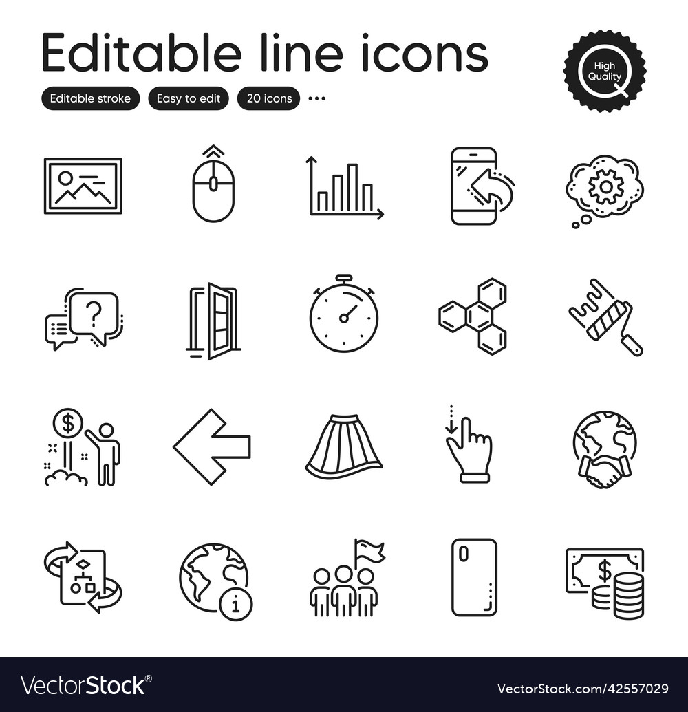 Set of business outline icons contains vector image Set of business outline icons contains