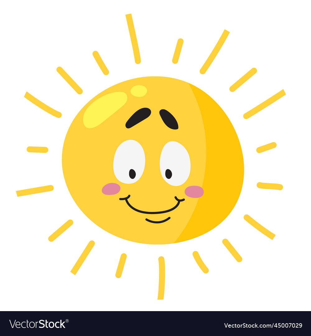 Shining sun with happy smiling face expression