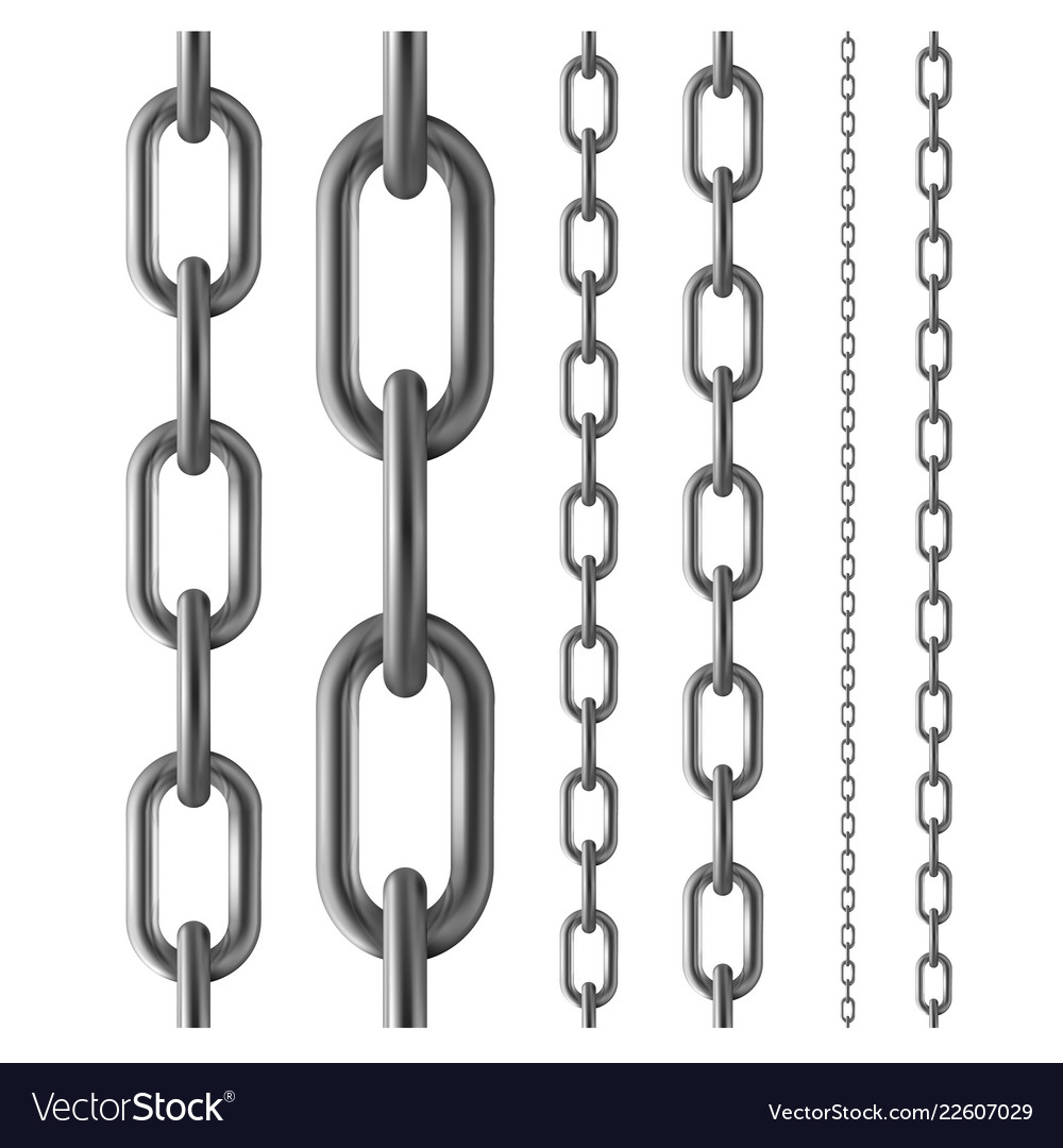 Shiny Seamless Metal Chain Set Isolated On Vector Image