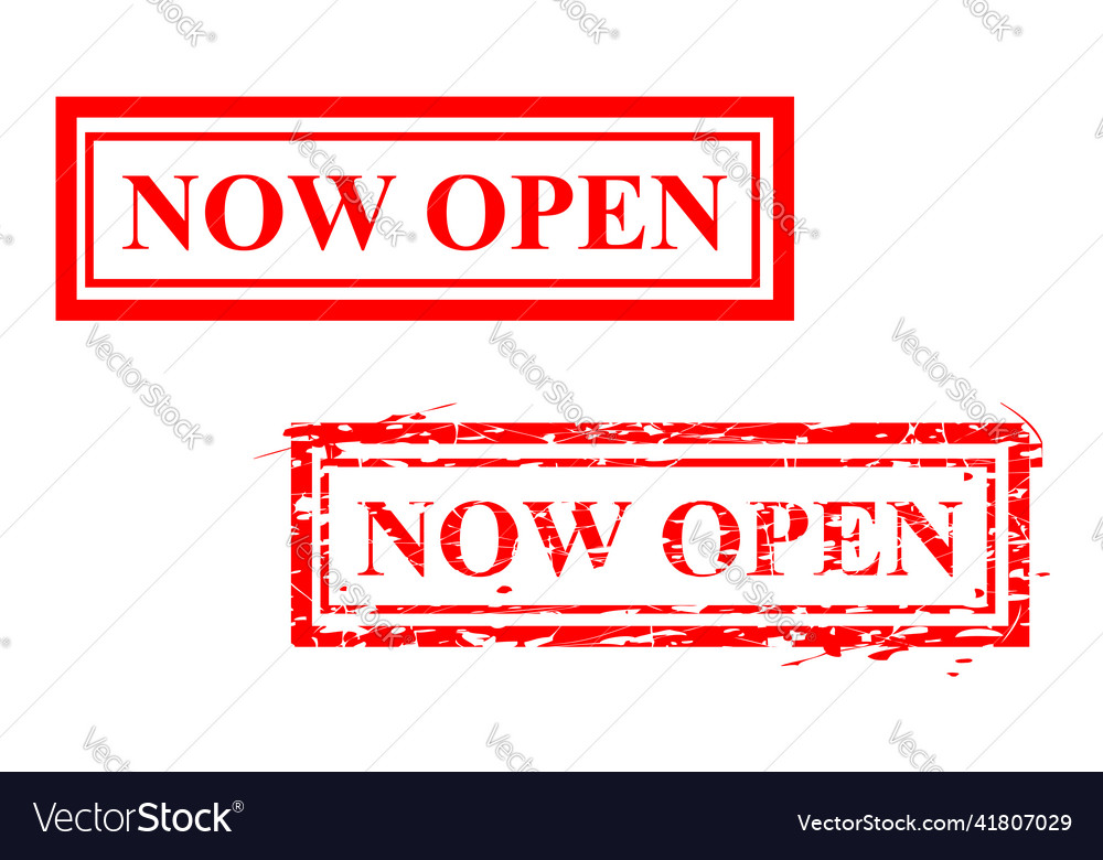 Simple set 2 red rectangle rubber stamp now open