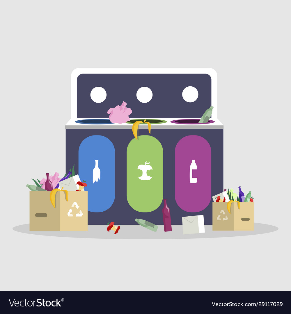 Trash sorting separation flat color