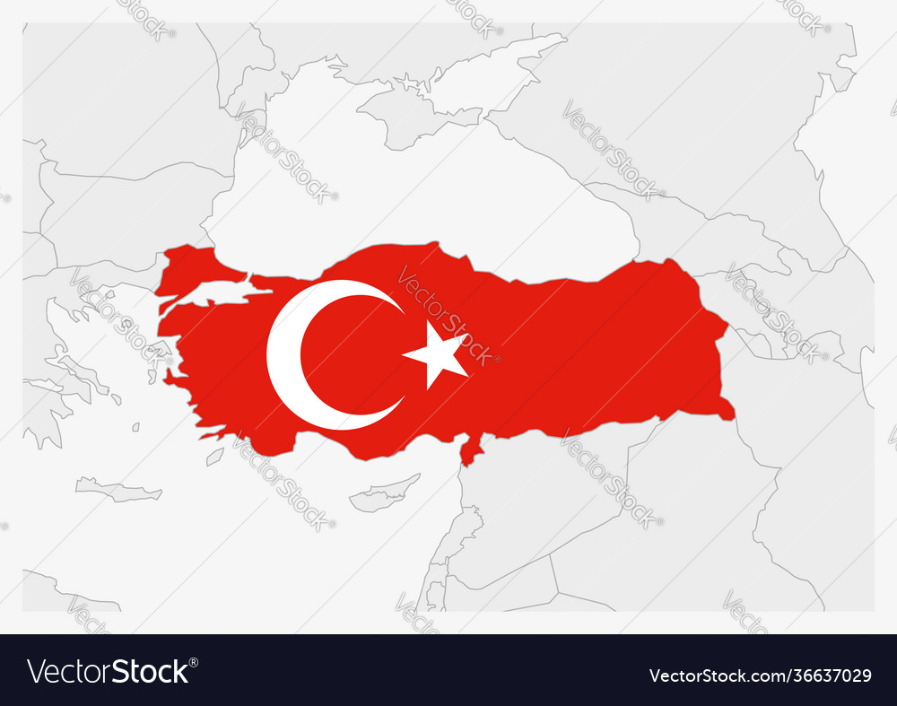Turkey map highlighted in flag colors Vector Image Turkey map highlighted in flag colors