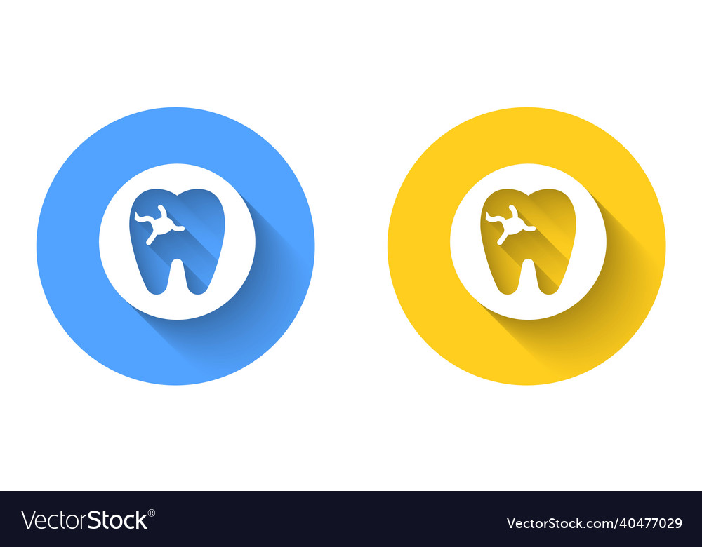 White tooth with caries icon isolated long