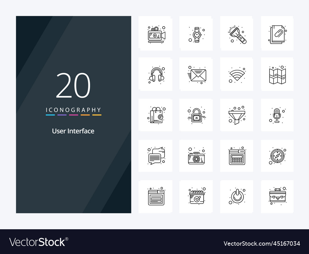 20 user interface outline icon for presentation
