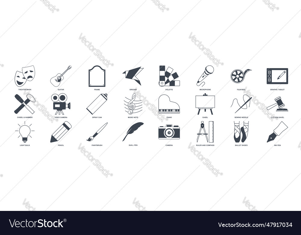 Art icon set design and drawing symbols