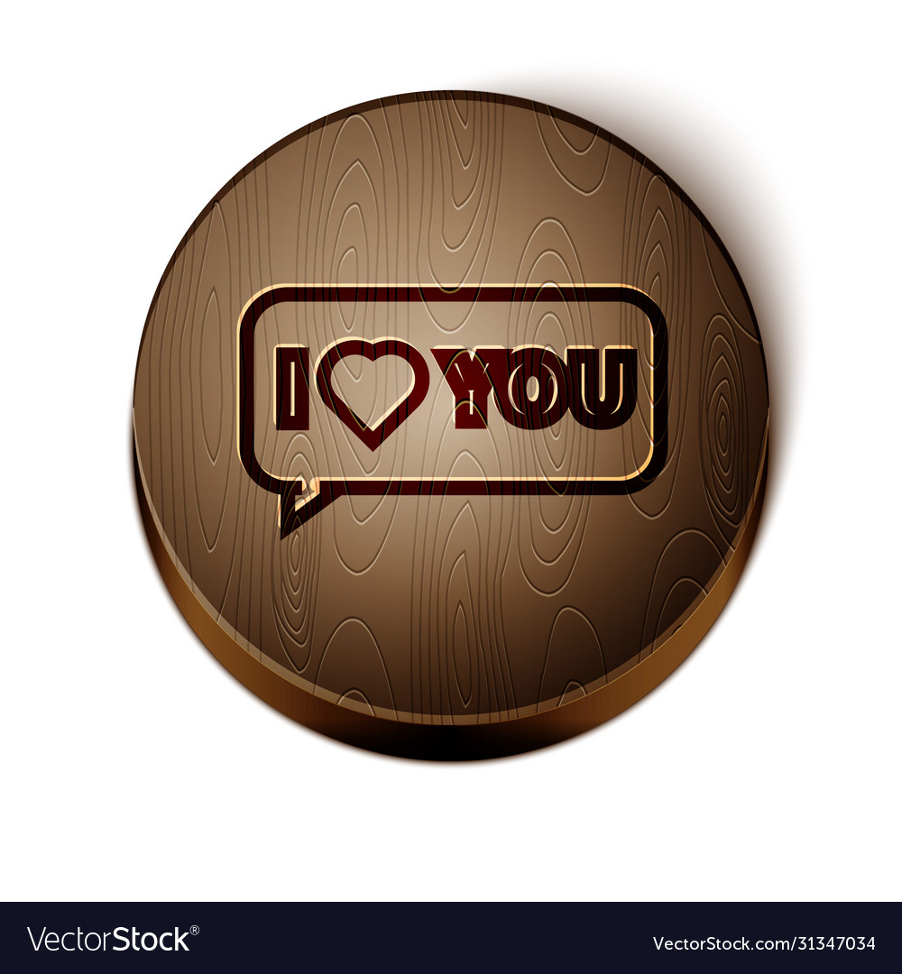 Brown line speech bubble with text i love you icon