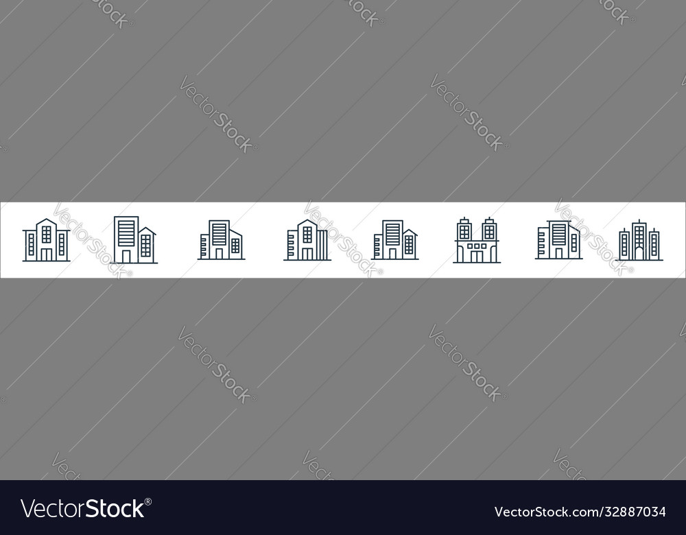 Buildings line icons linear set quality vector image Buildings line icons linear set quality