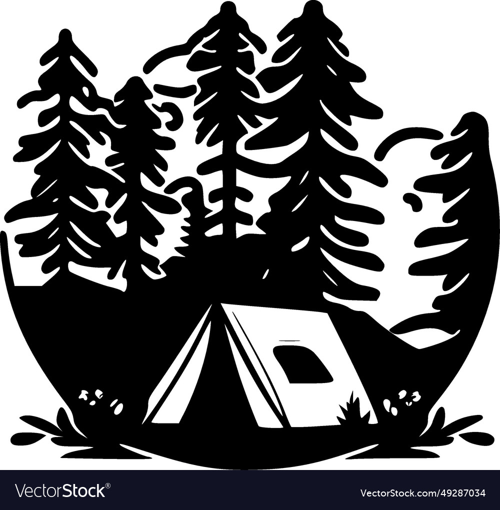 Camping - minimalist and flat logo Royalty Free Vector Image