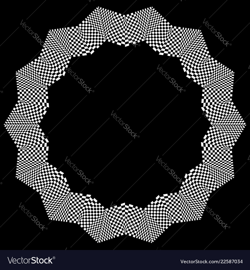 Checkered circular element abstract monochrome vector image Checkered circular element abstract monochrome