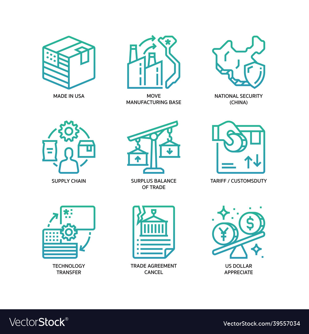 China And Us Trade War Icon Set Royalty Free Vector Image China And Us Trade War Icon Set Royalty Free Vector Image