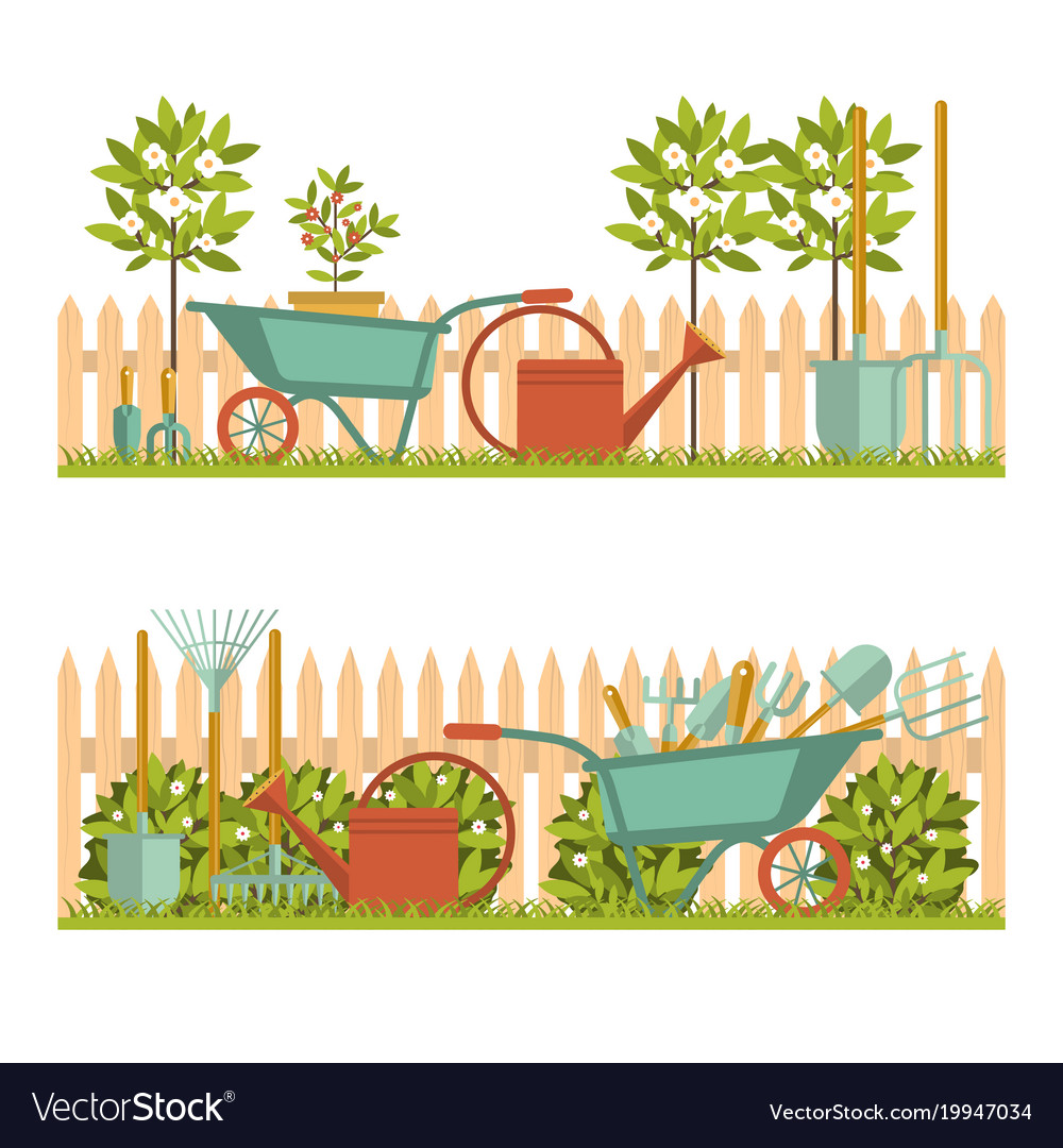 Concept of gardening garden tools Royalty Free Vector Image