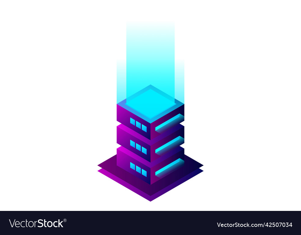 Datacenter isometric abstract 3d hosting server