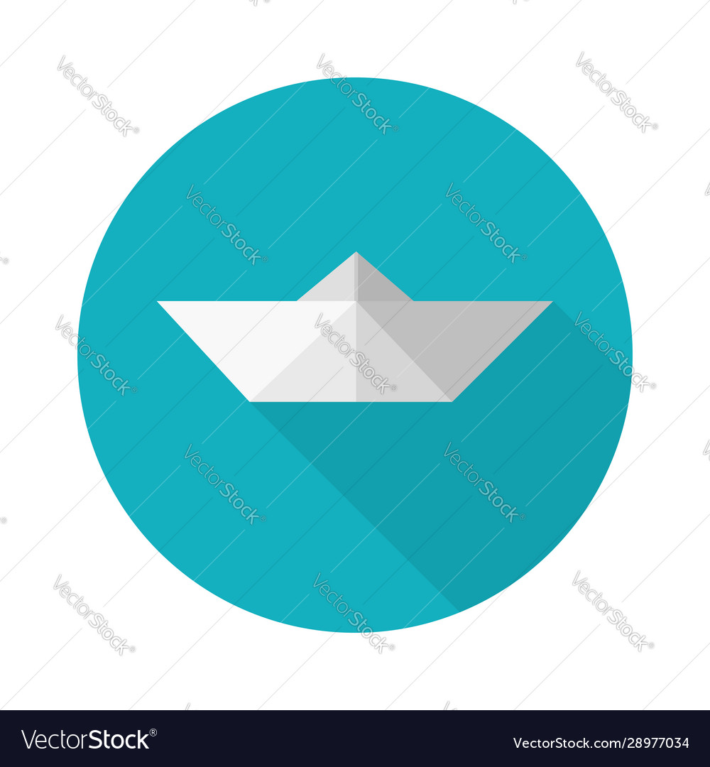 Flat design icon paper boat on blue round