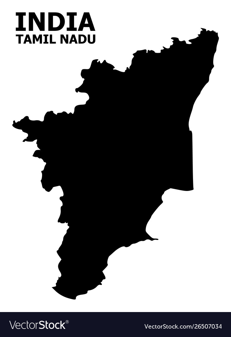 Flat Map Tamil Nadu State With Name Royalty Free Vector