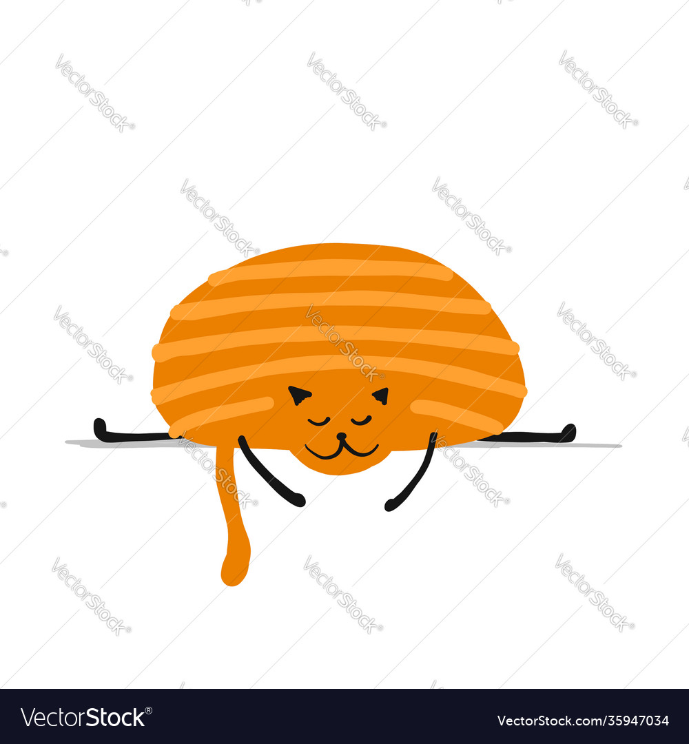 Funny cat doing yoga art character isolated