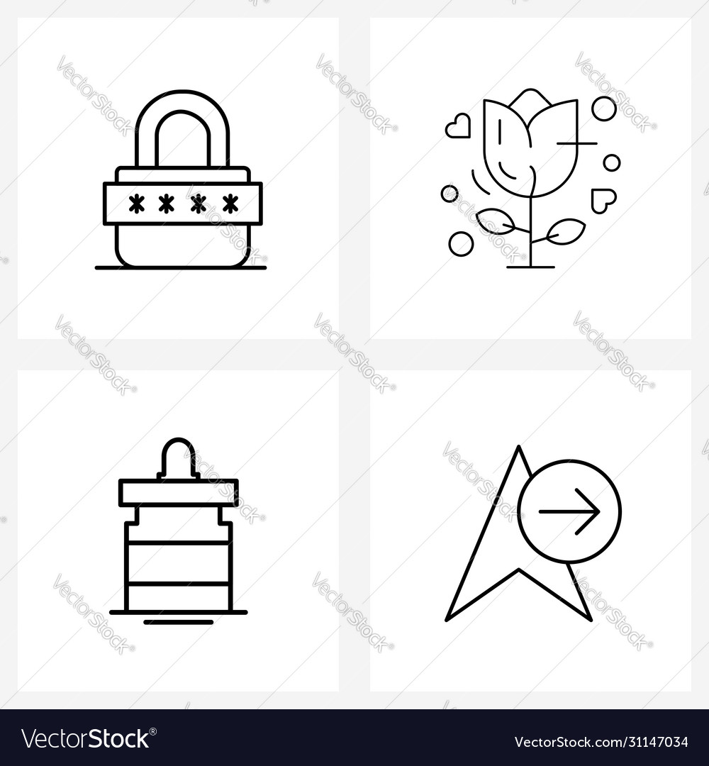 Isolated symbols set 4 simple line icons