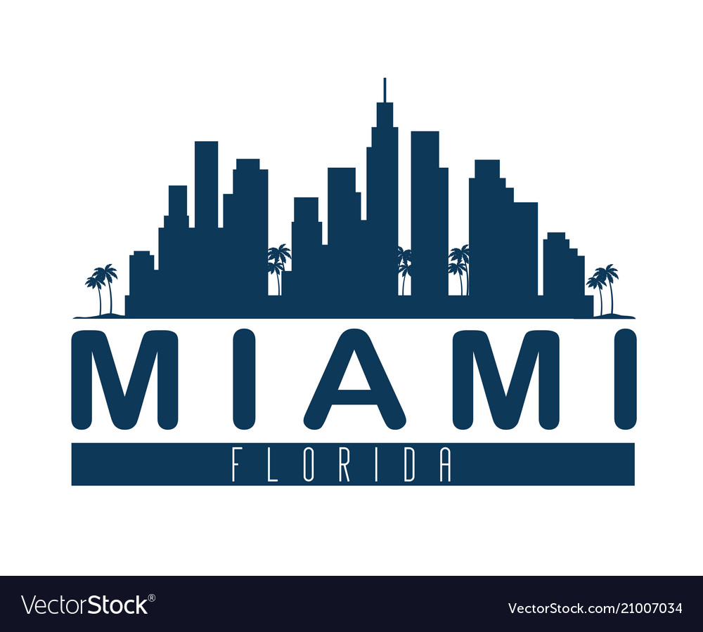 Miami beach cityscape scene Royalty Free Vector Image