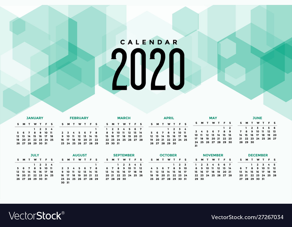 Modern Hexagonal Calendar 2020