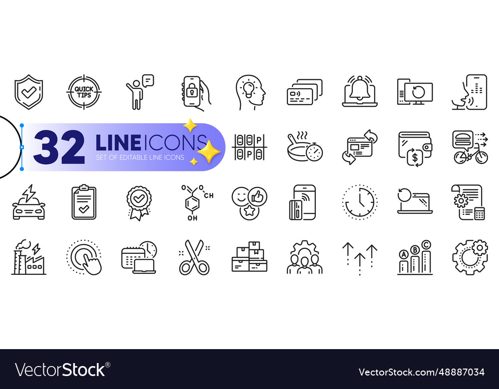 Outline set of work time like and team line vector image Outline set of work time like and team line