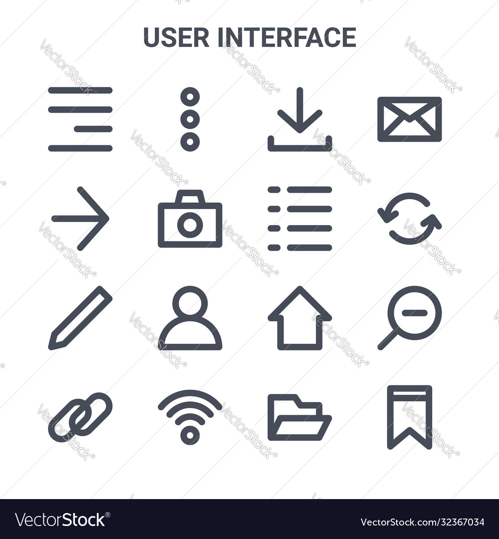 Set 16 user interface concept line icons 64x64