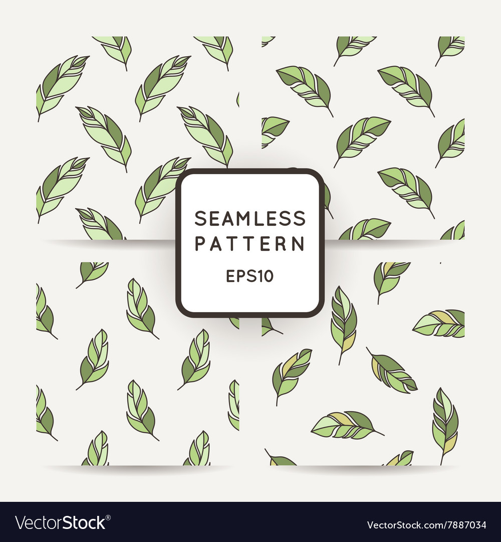 Set of seamless pattern feathers doodle