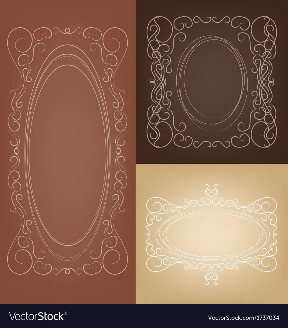 Set of vintage border frame card with swirl lace