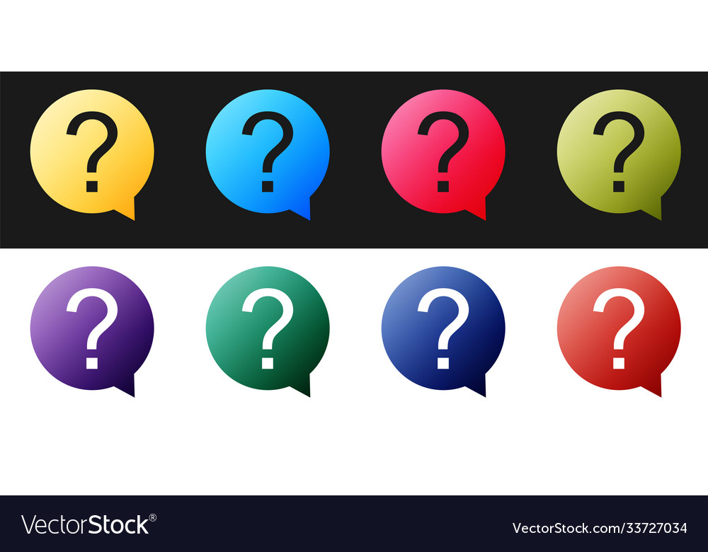 Set question mark in circle icon isolated on black vector image Set question mark in circle icon isolated on black