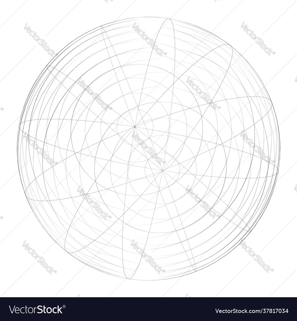 Sphere orb ball with wireframe grid mesh surface