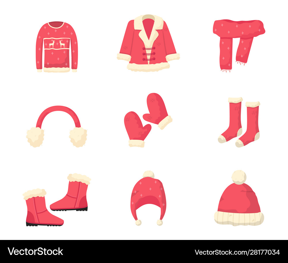 Winter clothes flat set Royalty Free Vector Image