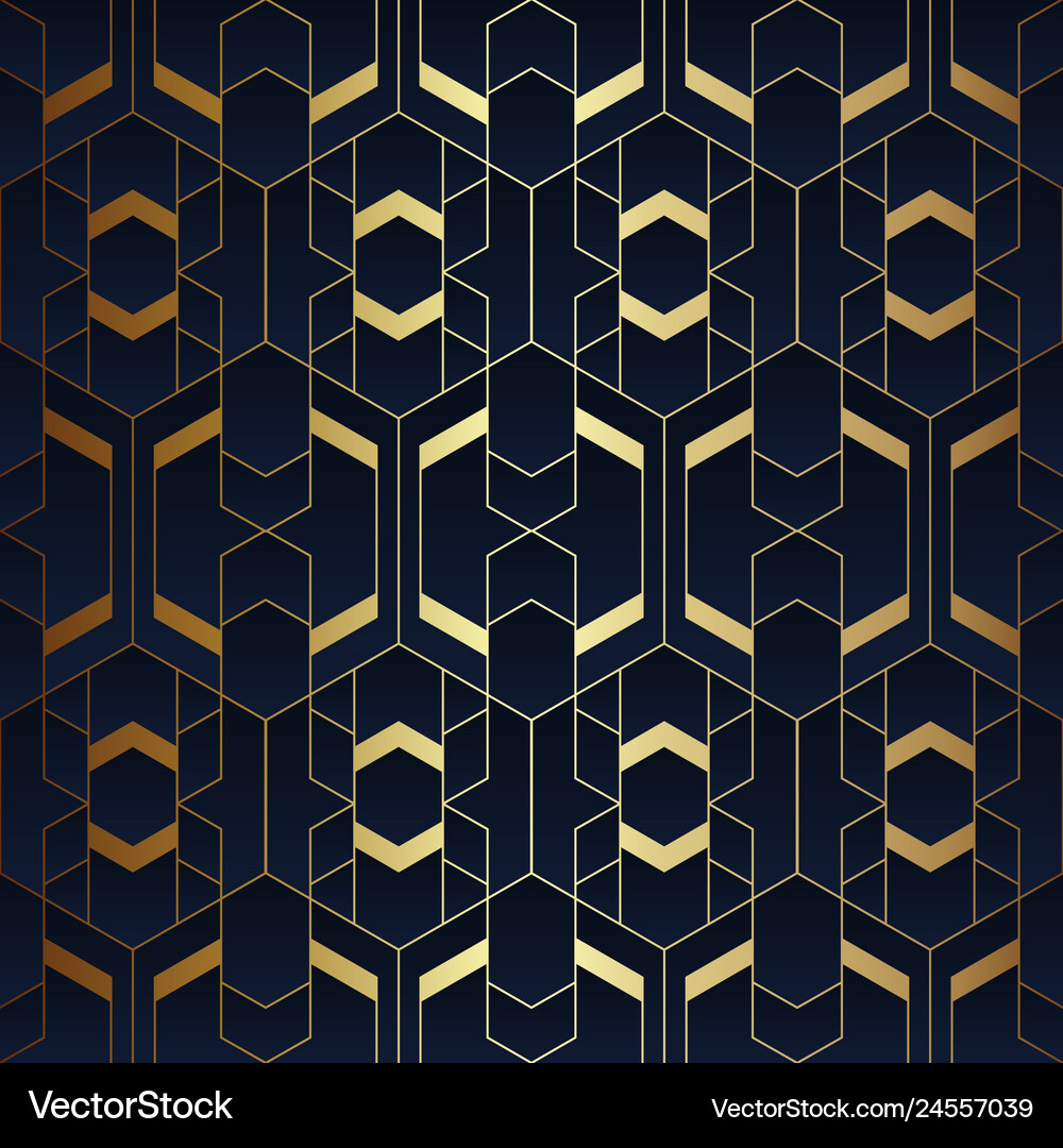 Abstract art seamless blue and golden pattern Vector Image