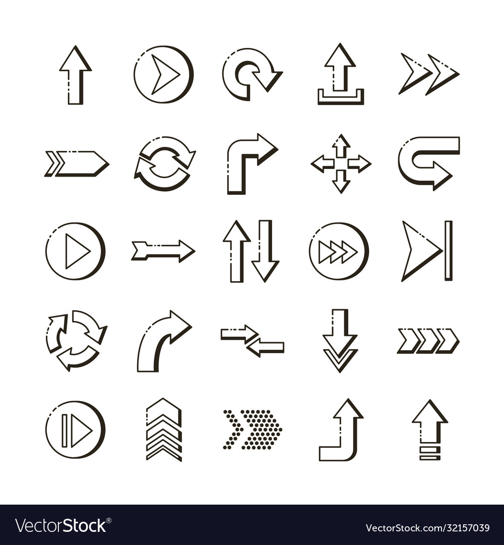 Bundle arrows set icons Vector Image Bundle arrows set icons
