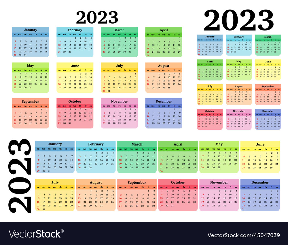 Calendar for 2023 isolated on a white background Vector Image