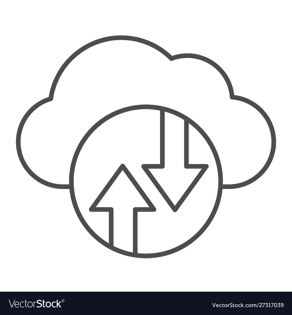 Cloud computing thin line icon hosting