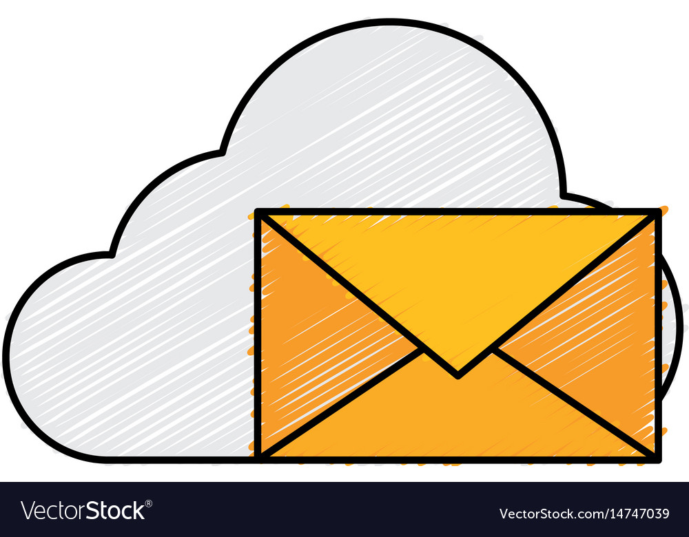 Cloud computing with envelope mail isolated icon