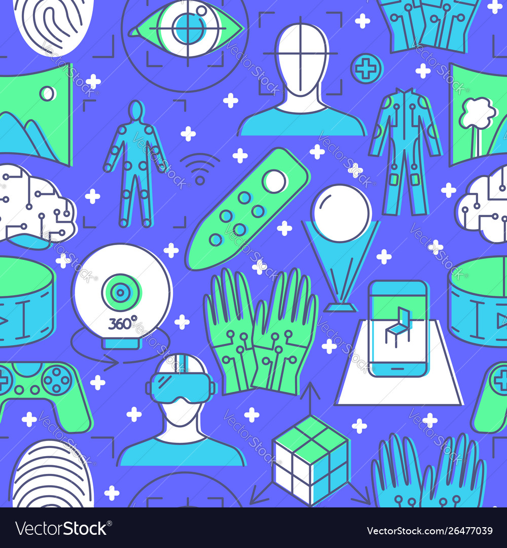 Colored virtual reality seamless pattern in line
