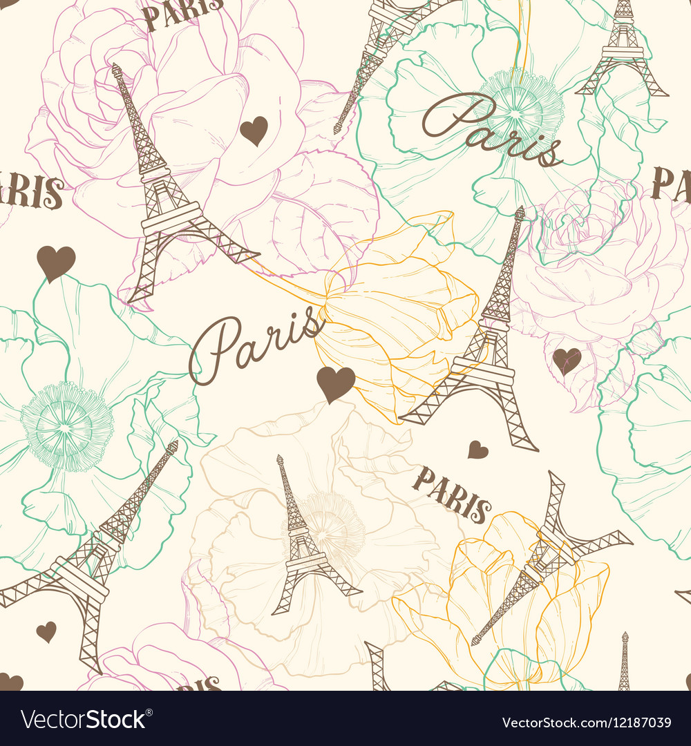 Eifel tower paris seamless pattern Royalty Free Vector Image